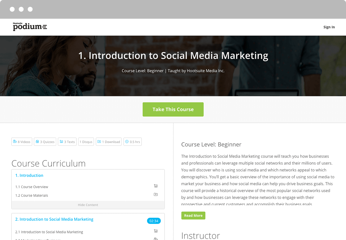 Hootsuite example school screenshot